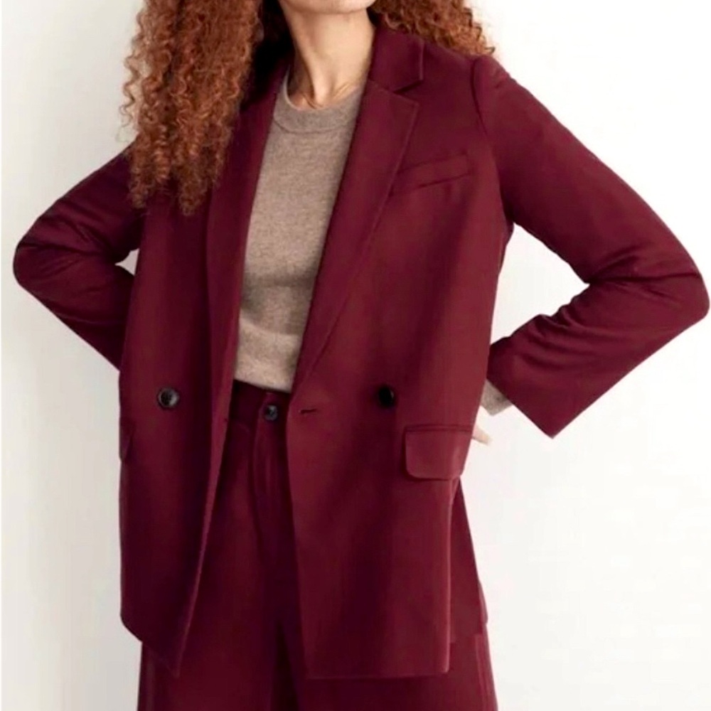 Madewell Burgundy Double-Breasted Blazer